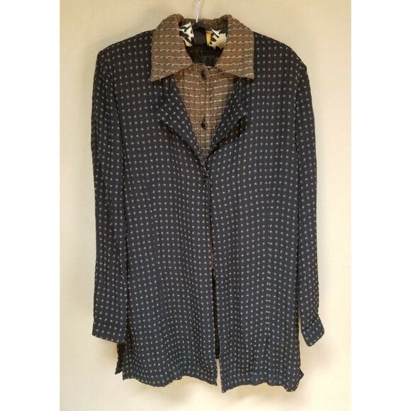 Avant Premiere Womens Medium Wool Silk Blend Button Up Tunic Shirt Top Casual - Picture 1 of 11